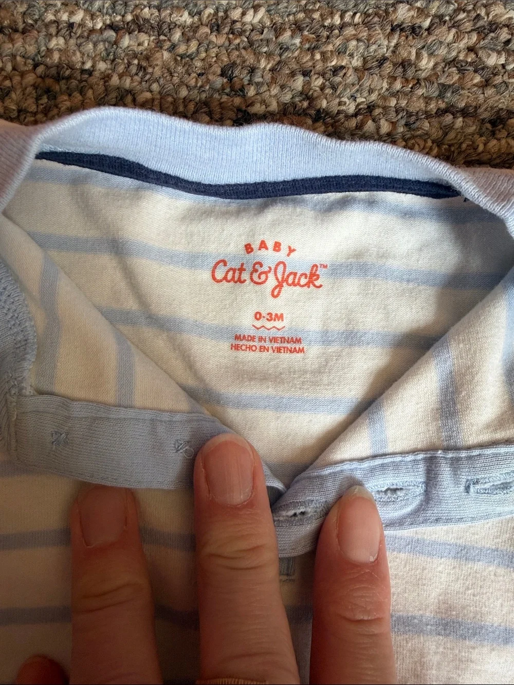 Cat & Jack Long-Sleeve Striped Bodysuit in Light Blue and White